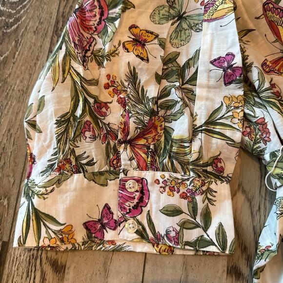 Lane Bryant Belted Button Front Butterfly Floral Tunic Top Size 28 Classic NEW - Picture 10 of 10